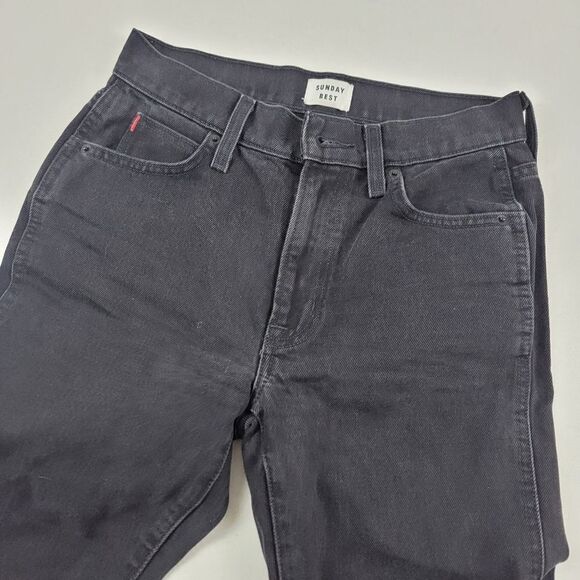 Sunday Best Aritzia High Rise Wide Leg Black Denim Jeans Womens Size 0 - Picture 8 of 16